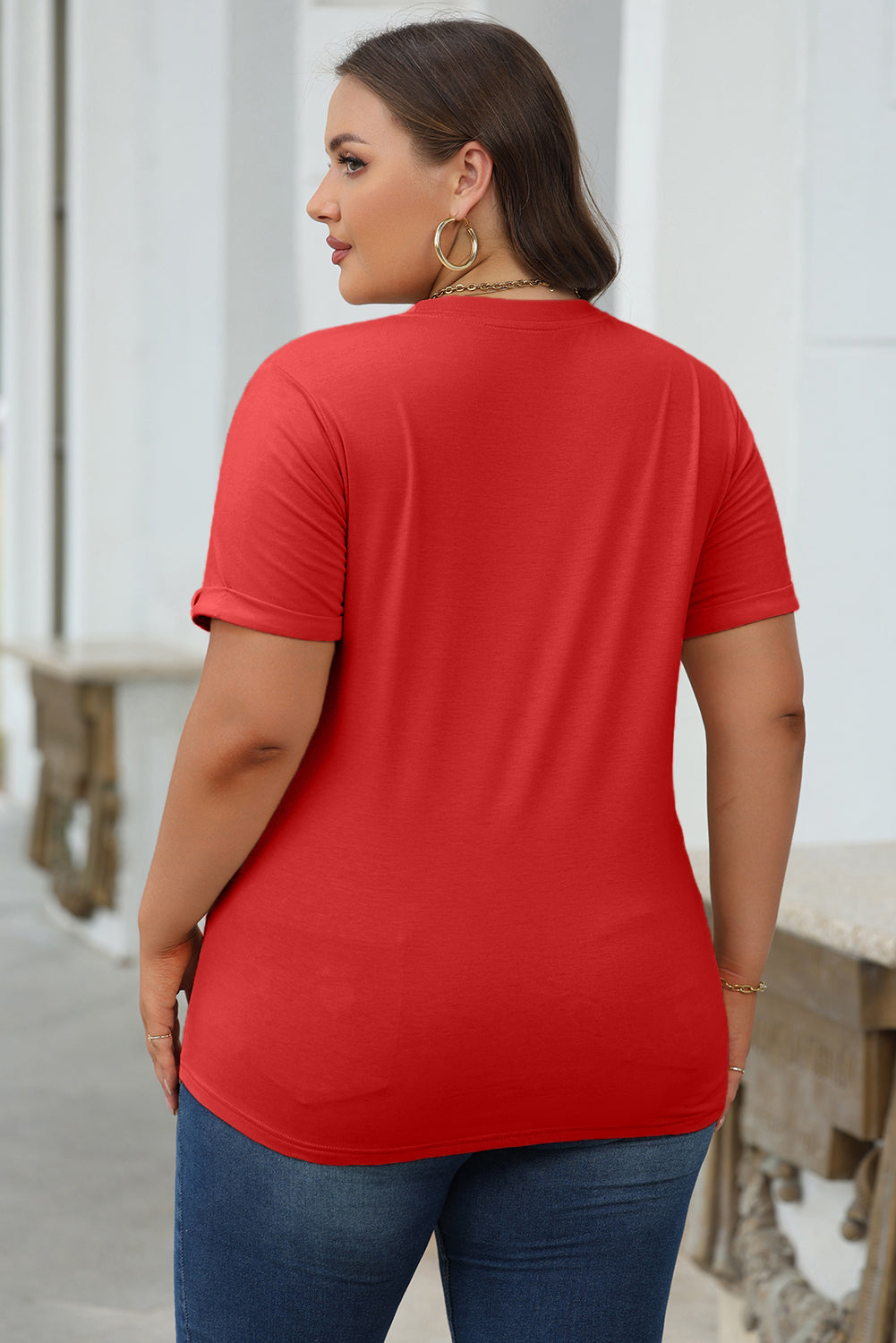 Light Blue Bright Casual Plain Crew Neck Tee