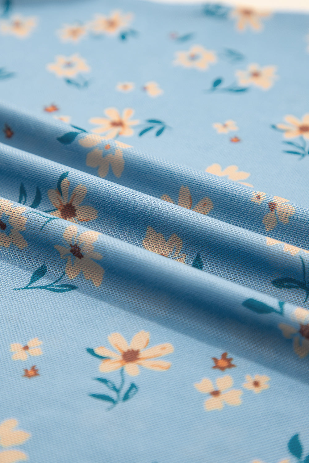 Laurel Green Vintage Floral Print Southern Style Mesh Long Sleeve Top