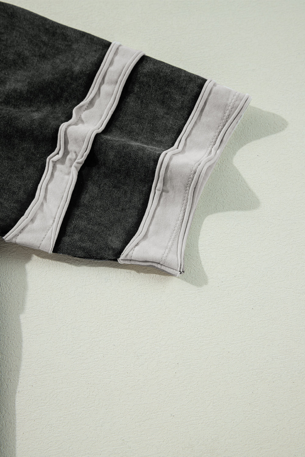 Black Varsity Stripe Half Sleeve Vintage Tee