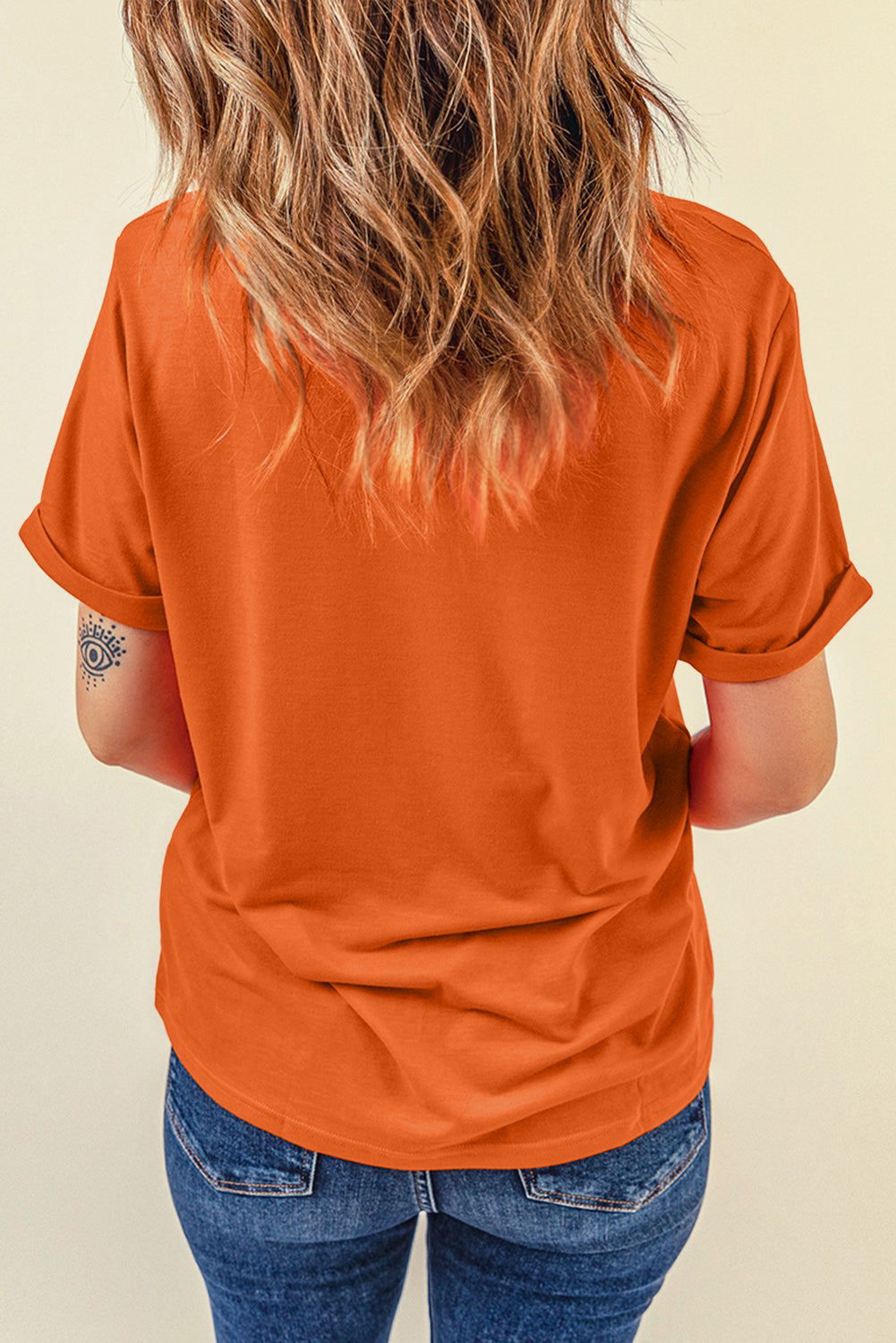 Light Blue Bright Casual Plain Crew Neck Tee