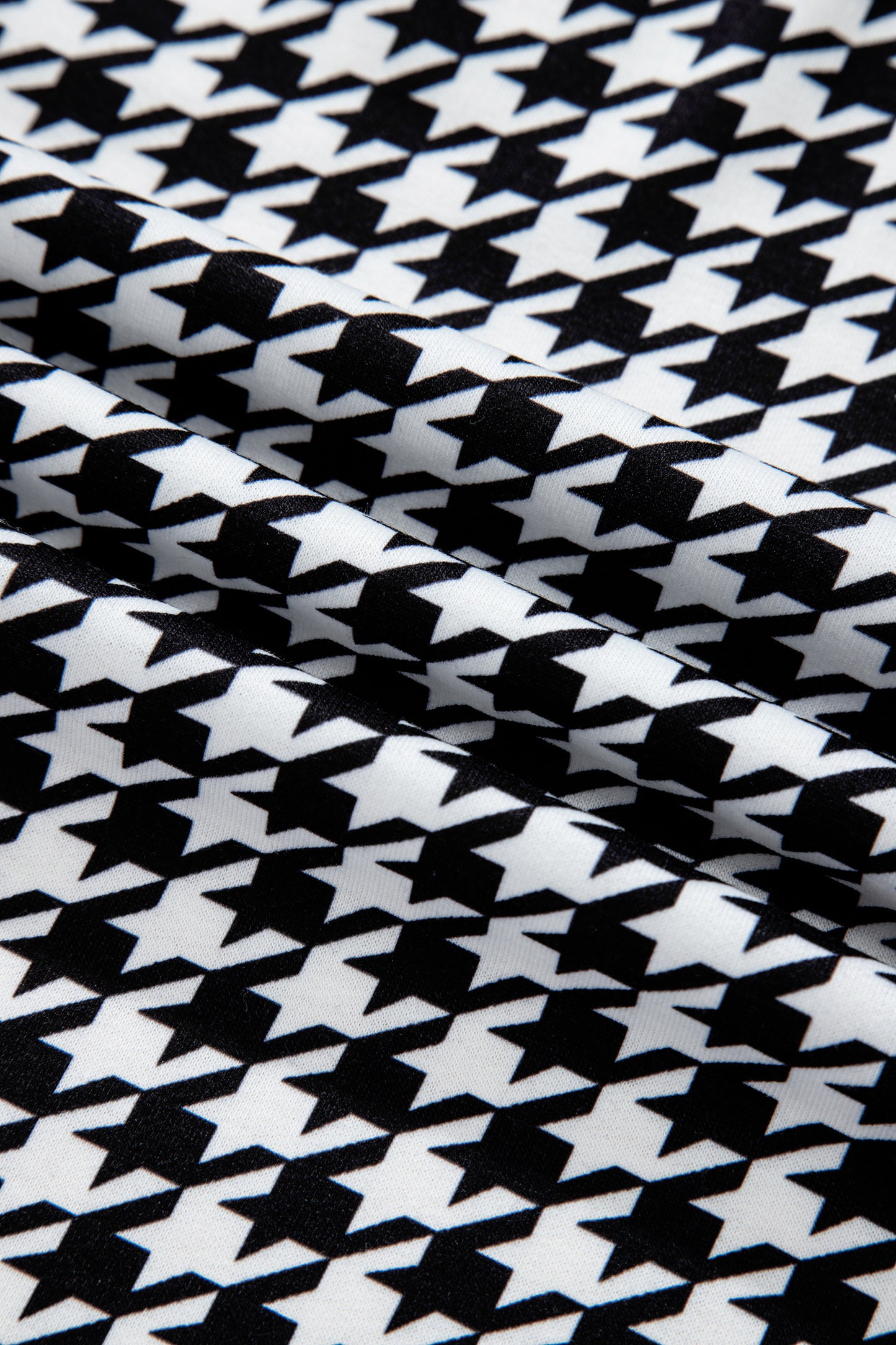 Black Houndstooth Print Open Front Long Dolman Kimonos