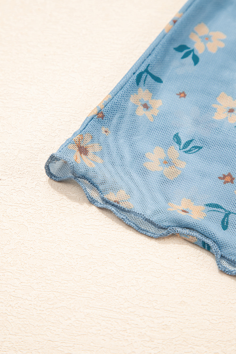 Laurel Green Vintage Floral Print Southern Style Mesh Long Sleeve Top