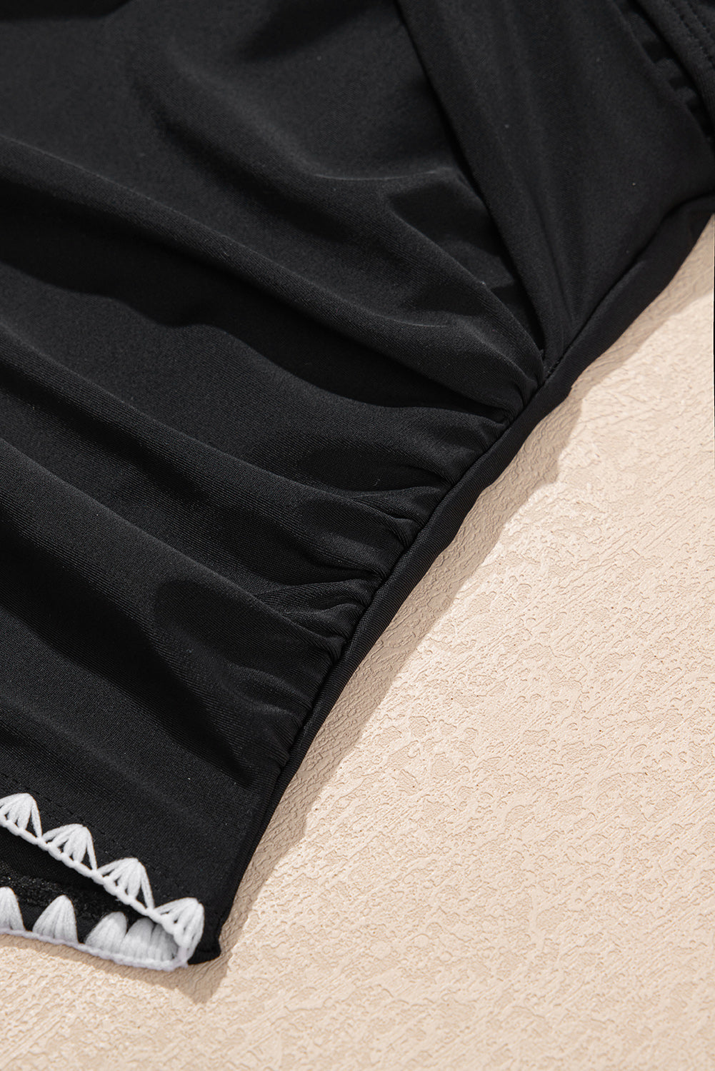 Rose Red Ric Rac Trim Contrasted Patchwork Cutout One Piece Swimsuit