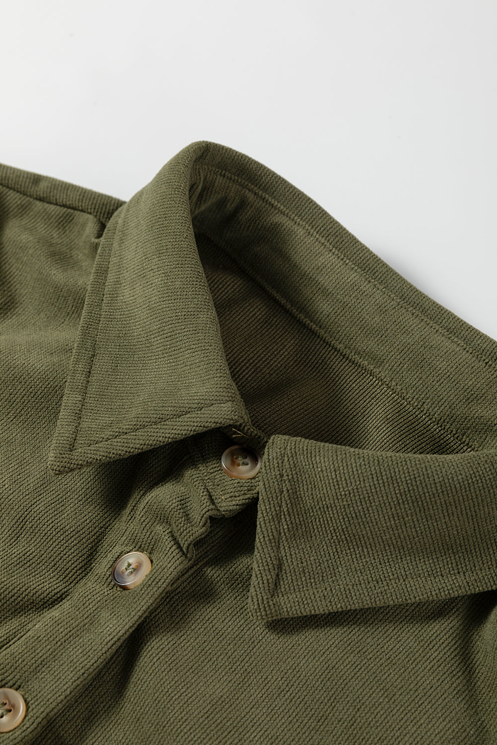 Black Corduroy Half Button Collared Long Sleeve Mini Dress