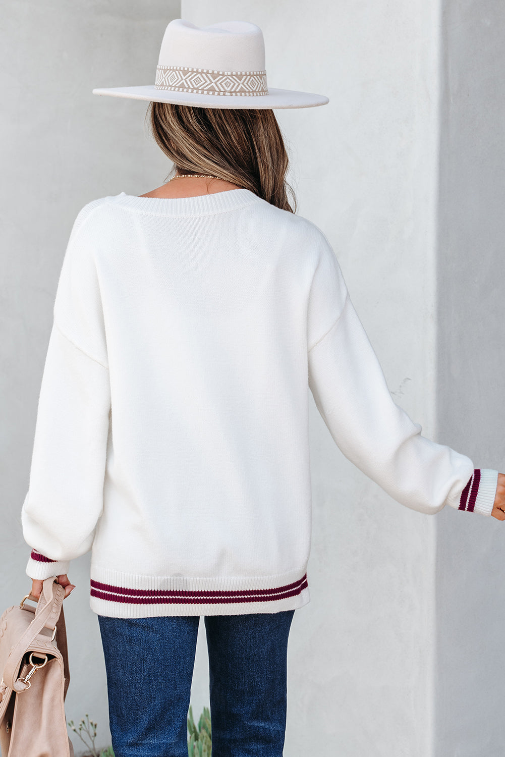 Peach Blossom See You Cowboy Embroidered Western Graphic Sweater