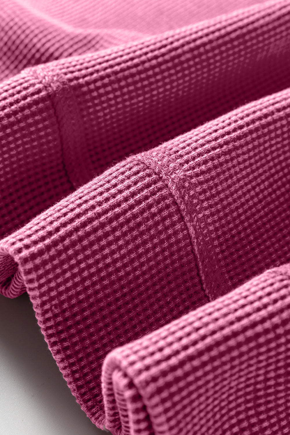 Dark Grey Waffle Knit Patchwork Long Sleeve Loose Top