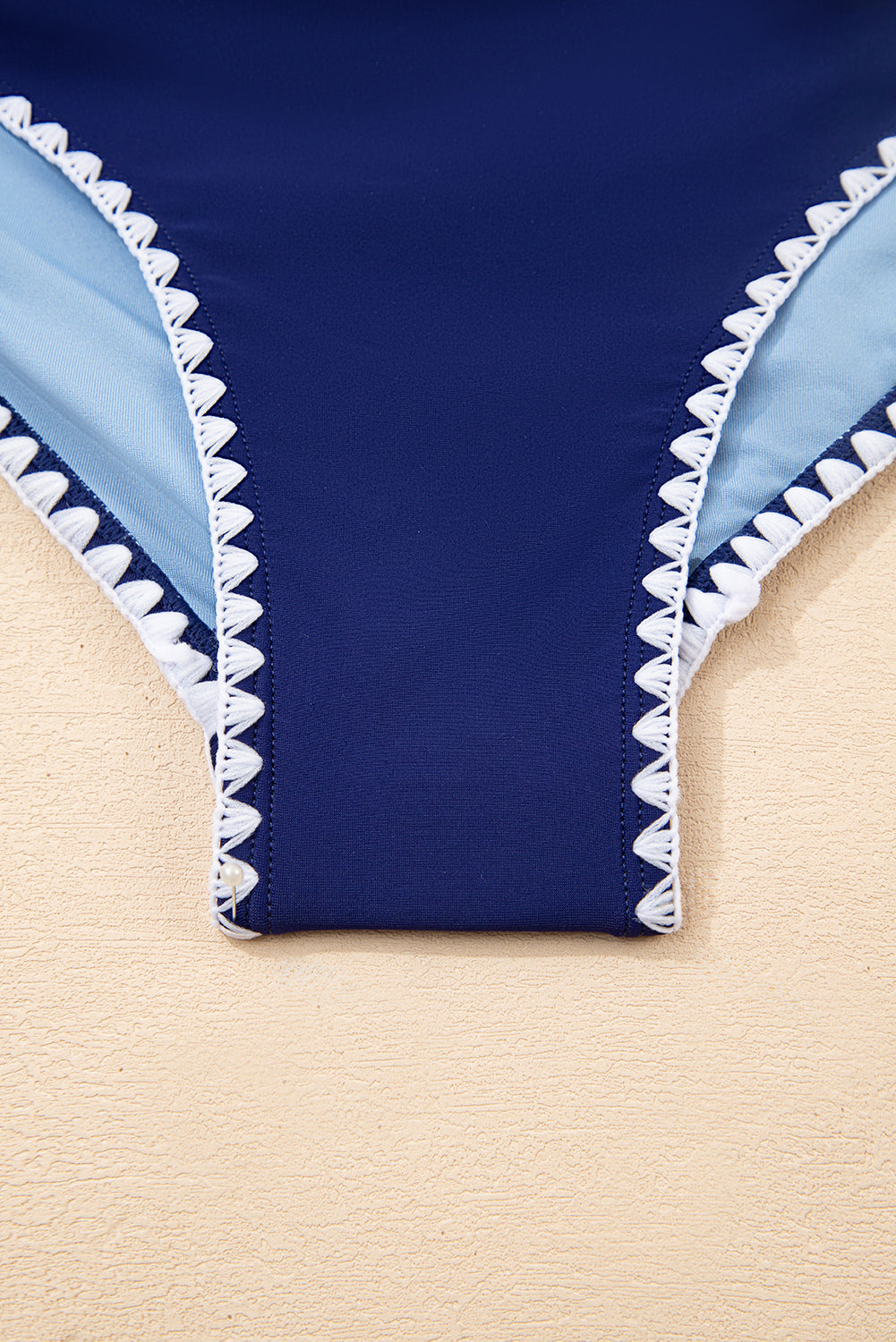 Rose Red Ric Rac Trim Contrasted Patchwork Cutout One Piece Swimsuit