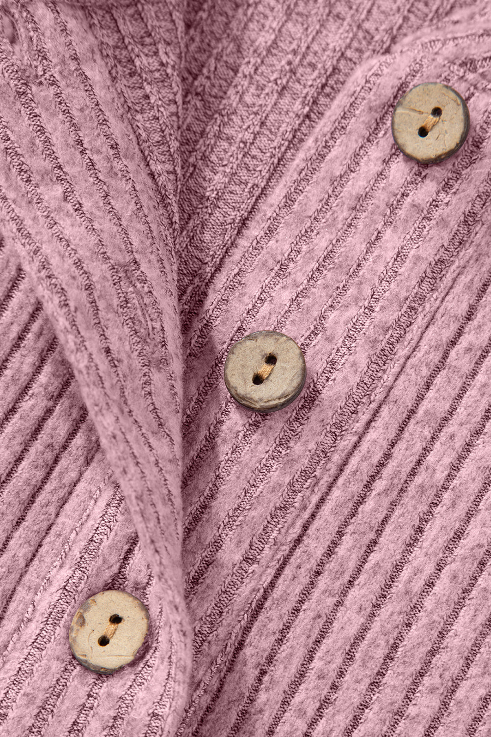 Simply Taupe Ribbed Texture Drop Shoulder Henley Knit Top