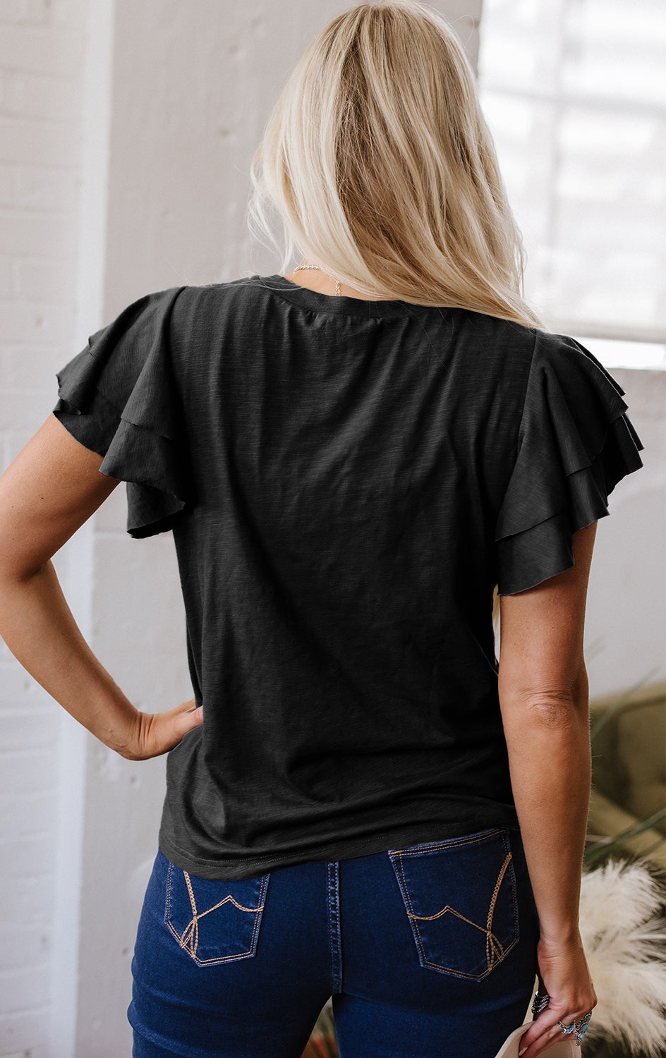 White Layered Ruffle Short Sleeve Round Neck Top