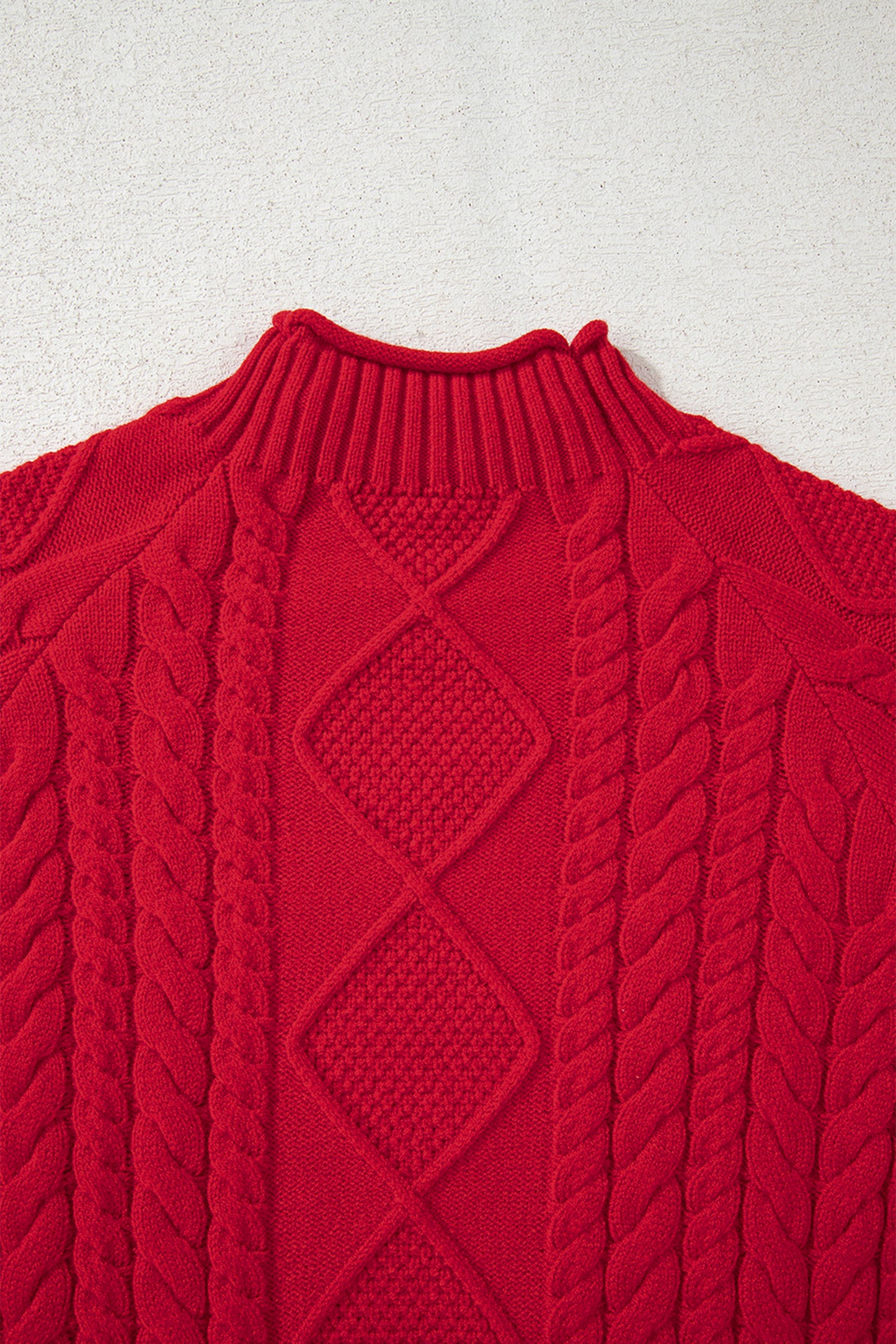 Fiery Red Cable Knit Baggy Sweater
