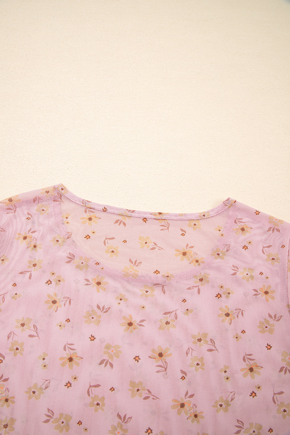 Laurel Green Vintage Floral Print Southern Style Mesh Long Sleeve Top