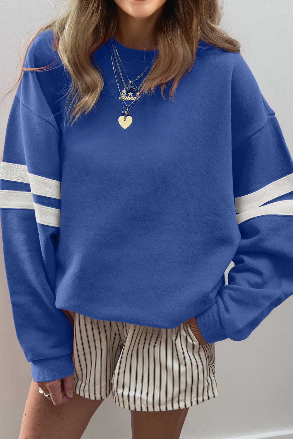 Orange Varsity Striped Detail Drop Shoulder Oversized Sweatshirt