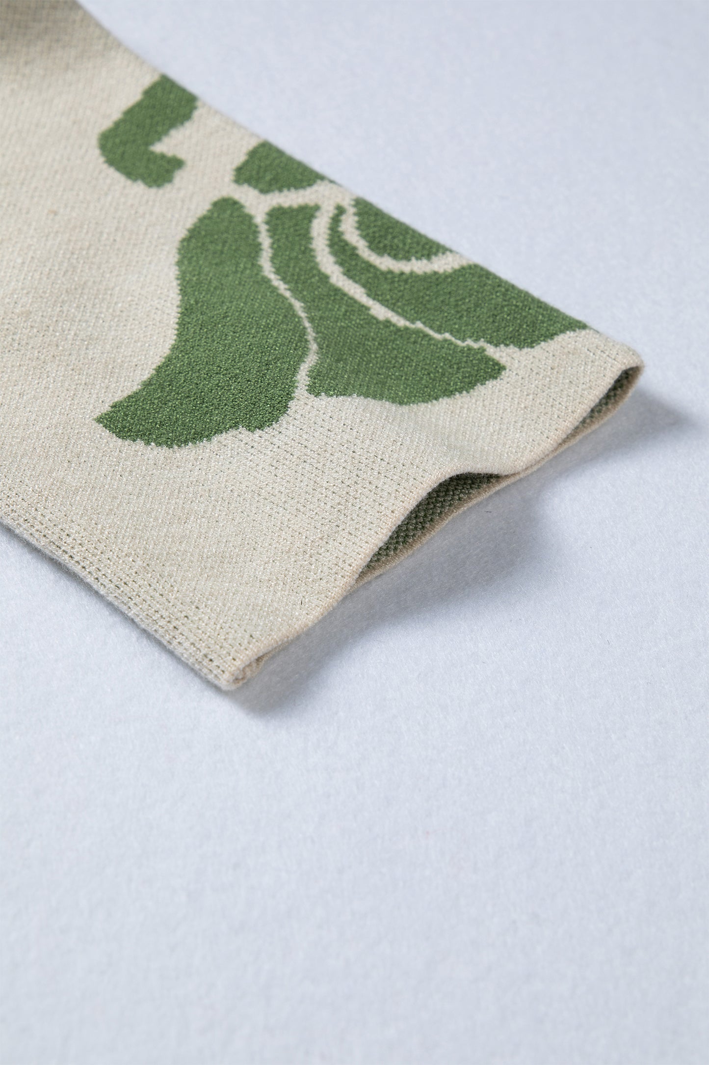 Beige Bold Flower Pattern Wide Sleeve Baggy Sweater