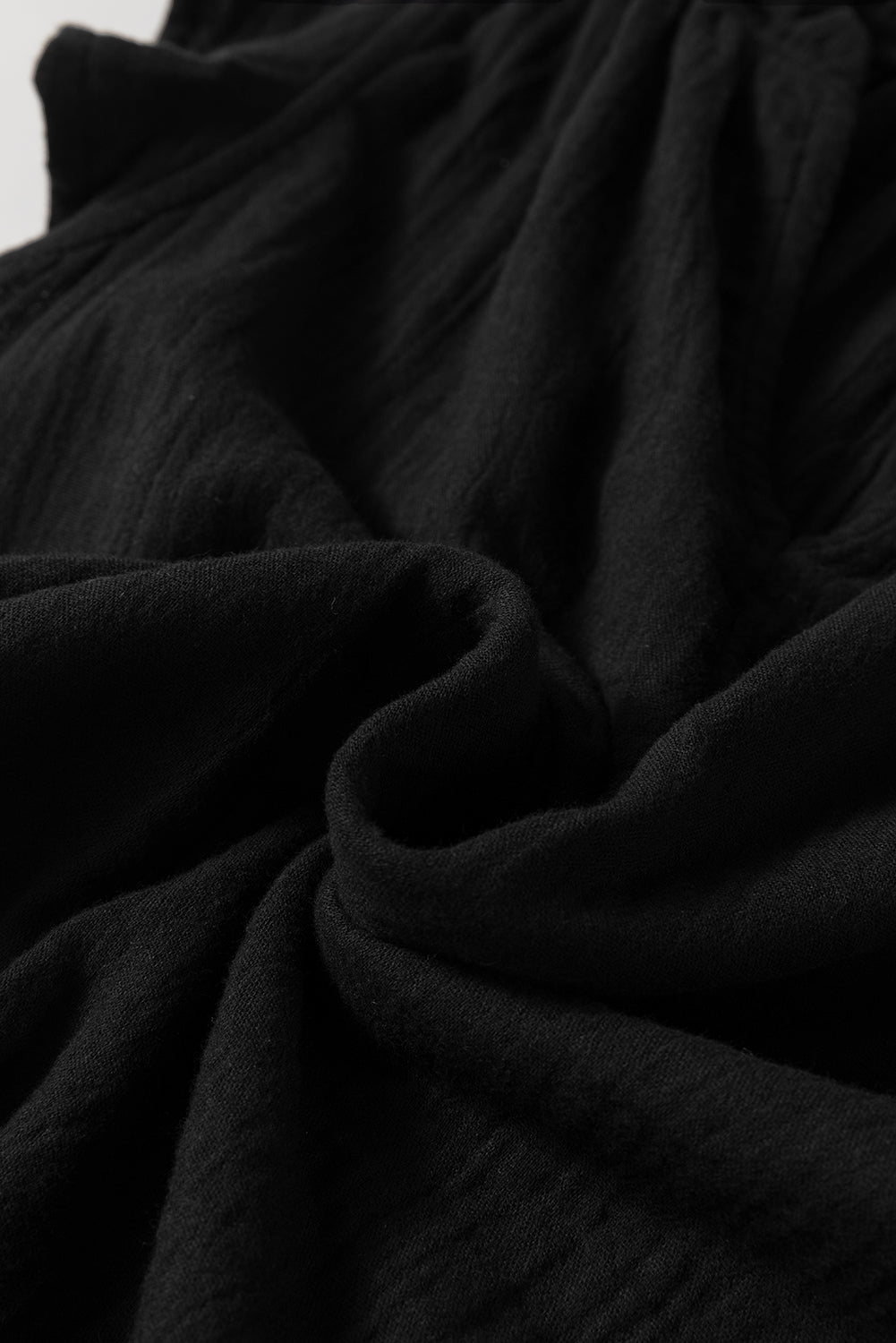 Black Ruffled Shoulder V Neck Shift Tank Top