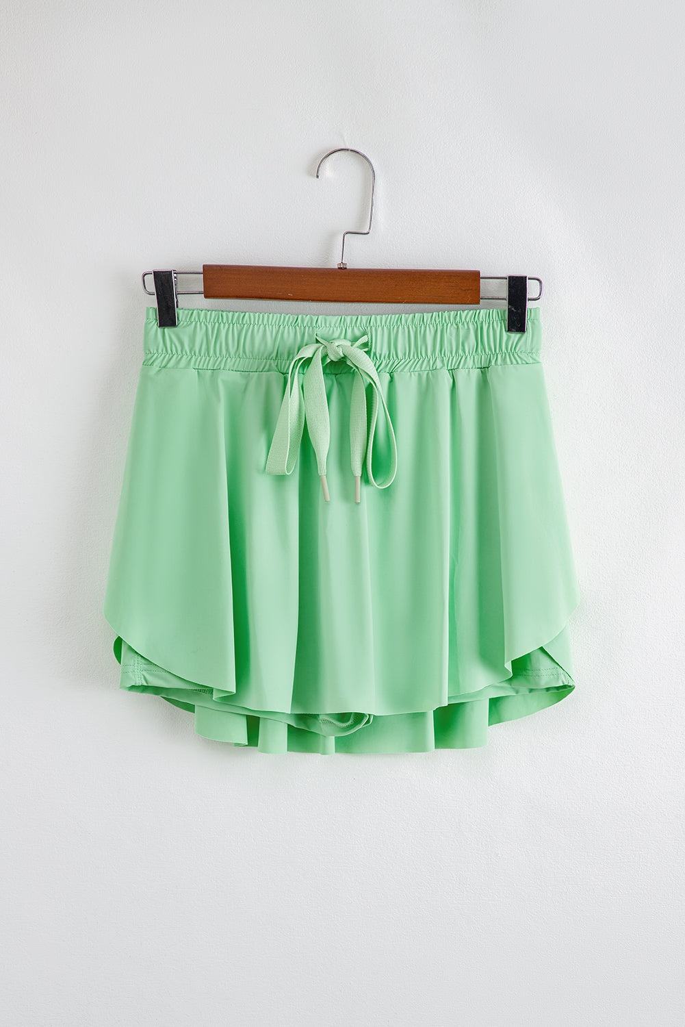 Light Green Drawstring Elastic Waistband Lined Tennis Skorts