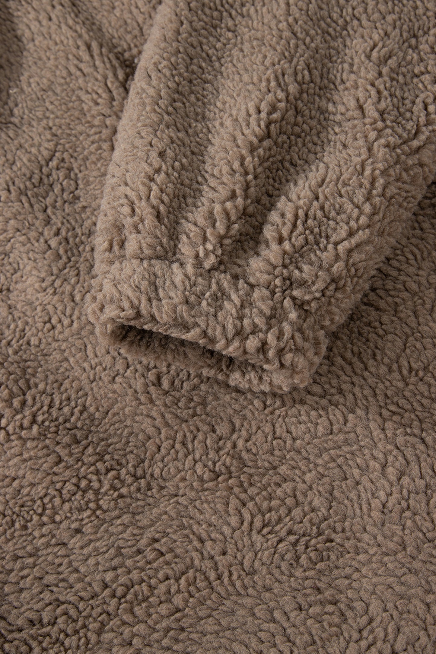 Brown Sherpa Leopard Print Flap Pocket Collared Button Up Jacket