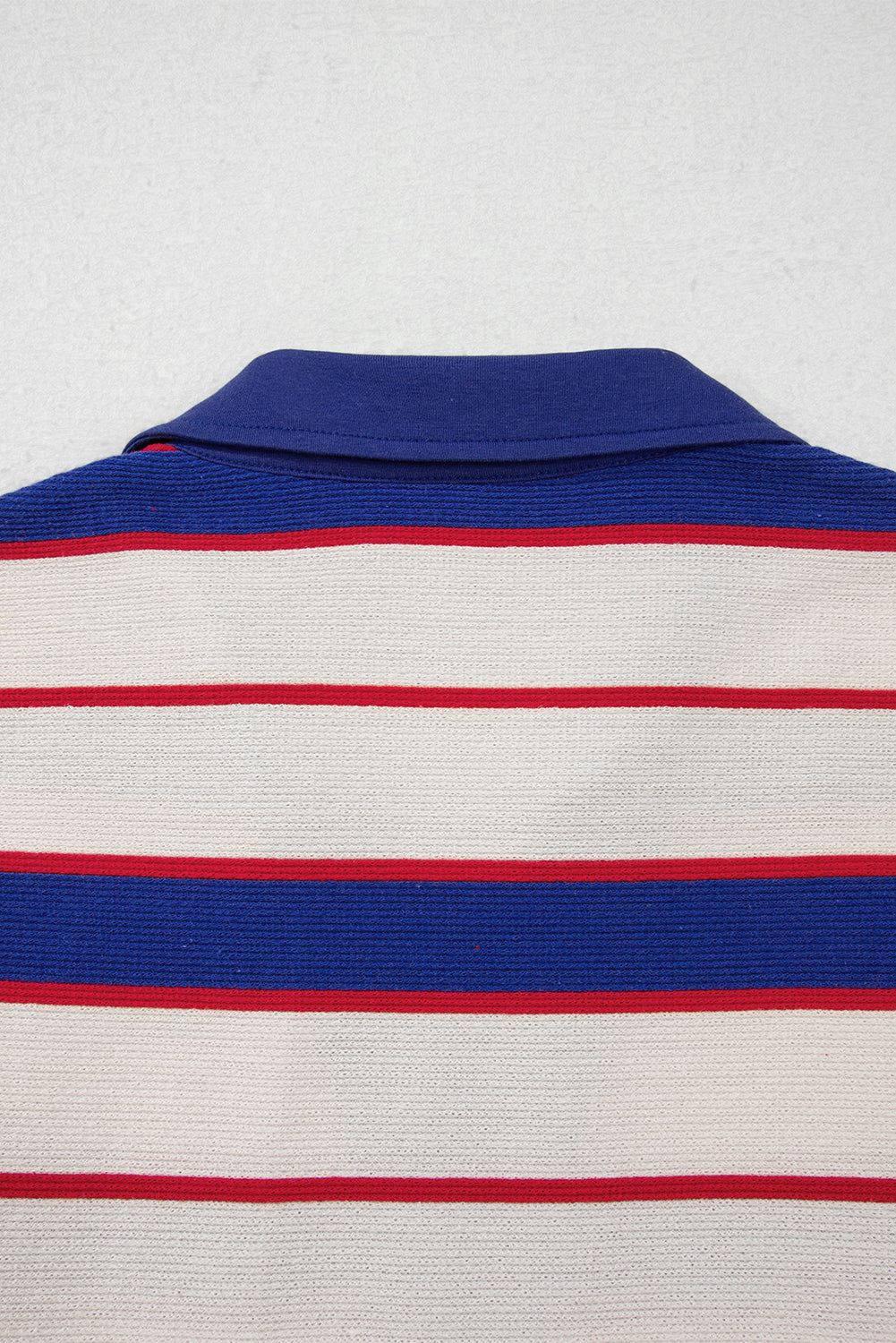Blue Stripe Color Block Polo Pullover Sweatshirt
