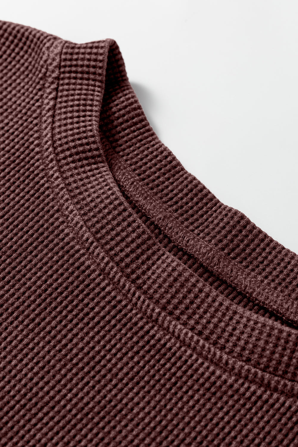 Dark Grey Waffle Knit Patchwork Long Sleeve Loose Top