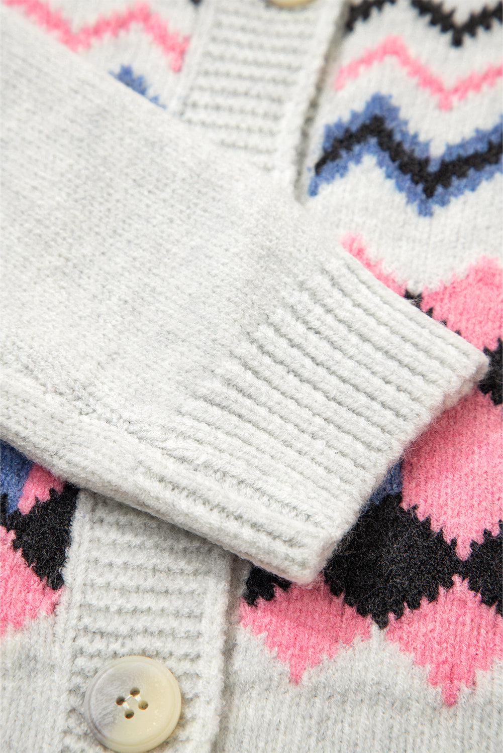 Pink Stripe Geometric Button Up Sweater Cardigan