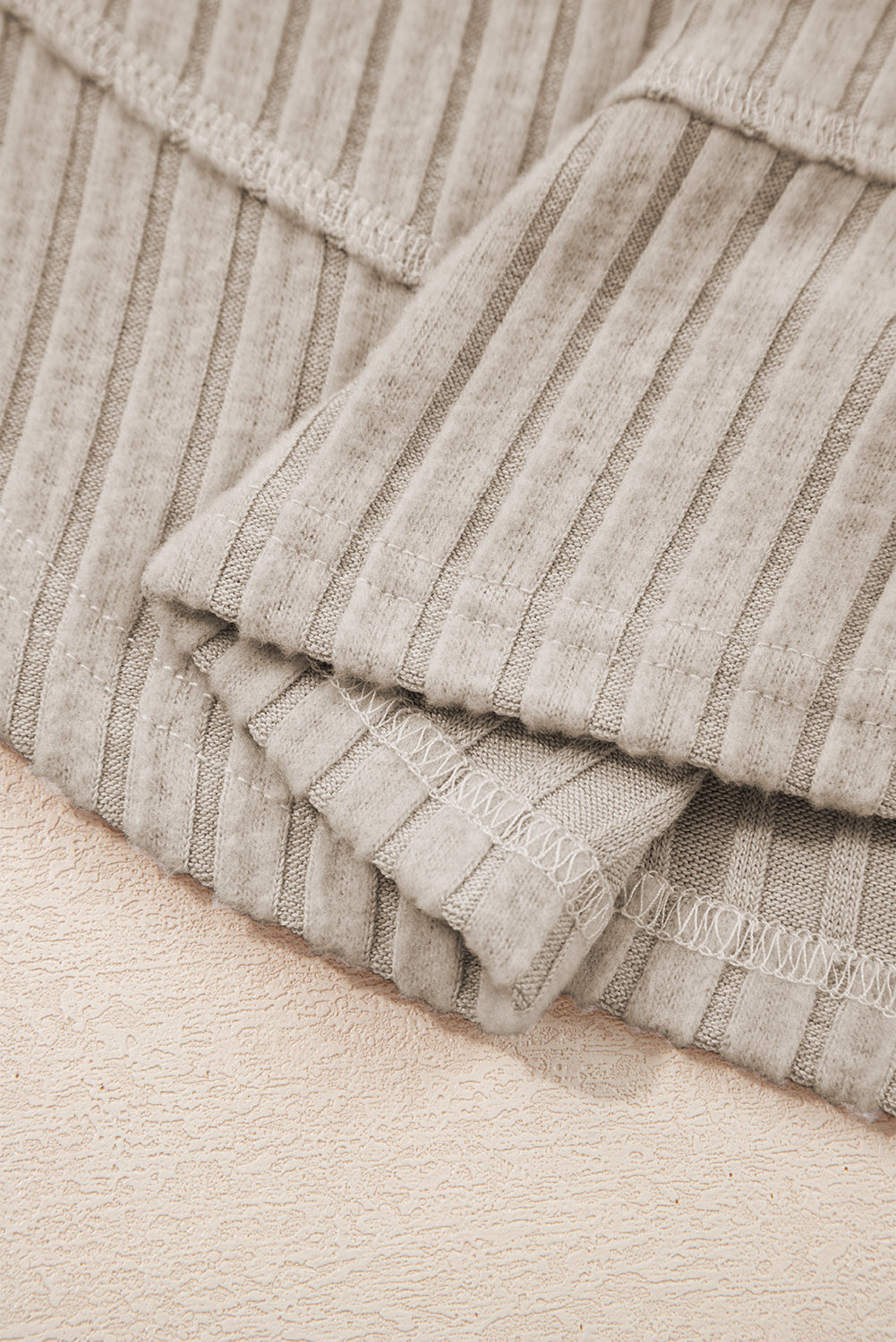 Black Ribbed Texture Round Neck Long Sleeve Rounded Hem Knit Top