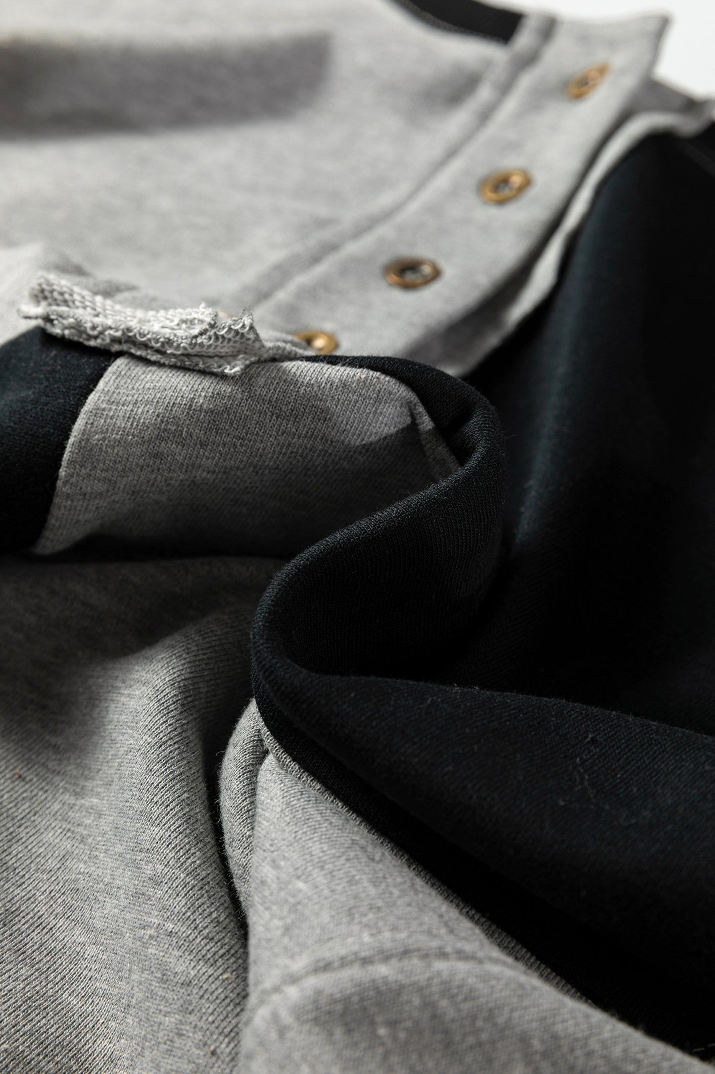 Color black Colorblock Henley High Low Oversize Sweatshirt