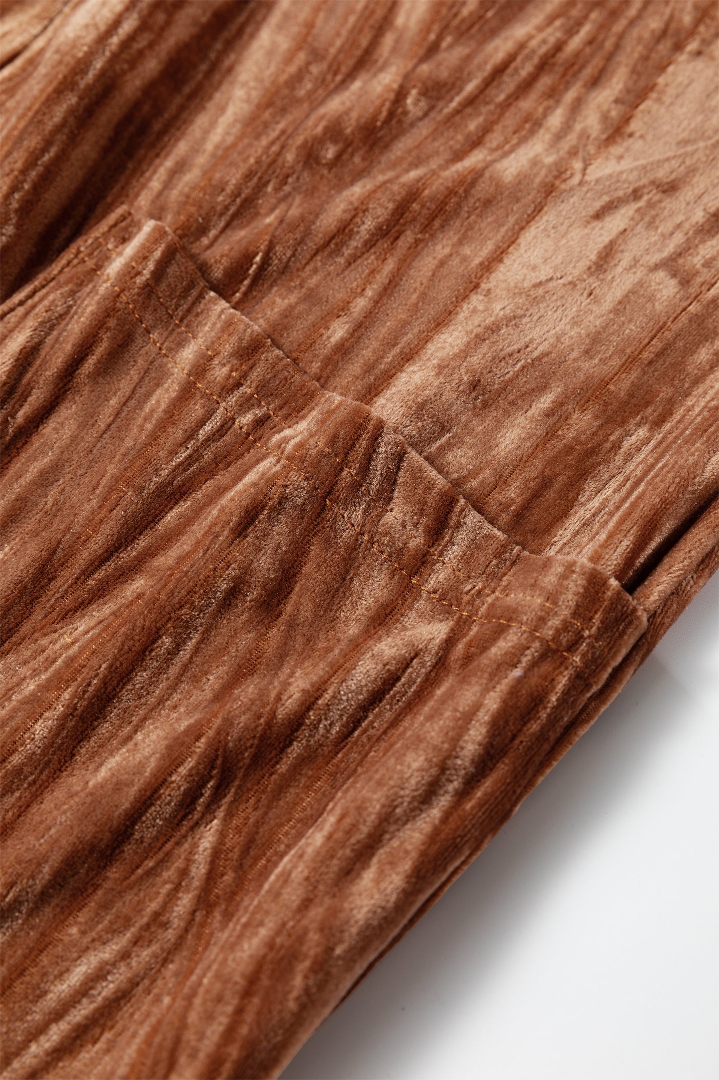 Chicory Coffee Velvet Adjustable Straps Patched Pocket Sleeveless Jumpsuit