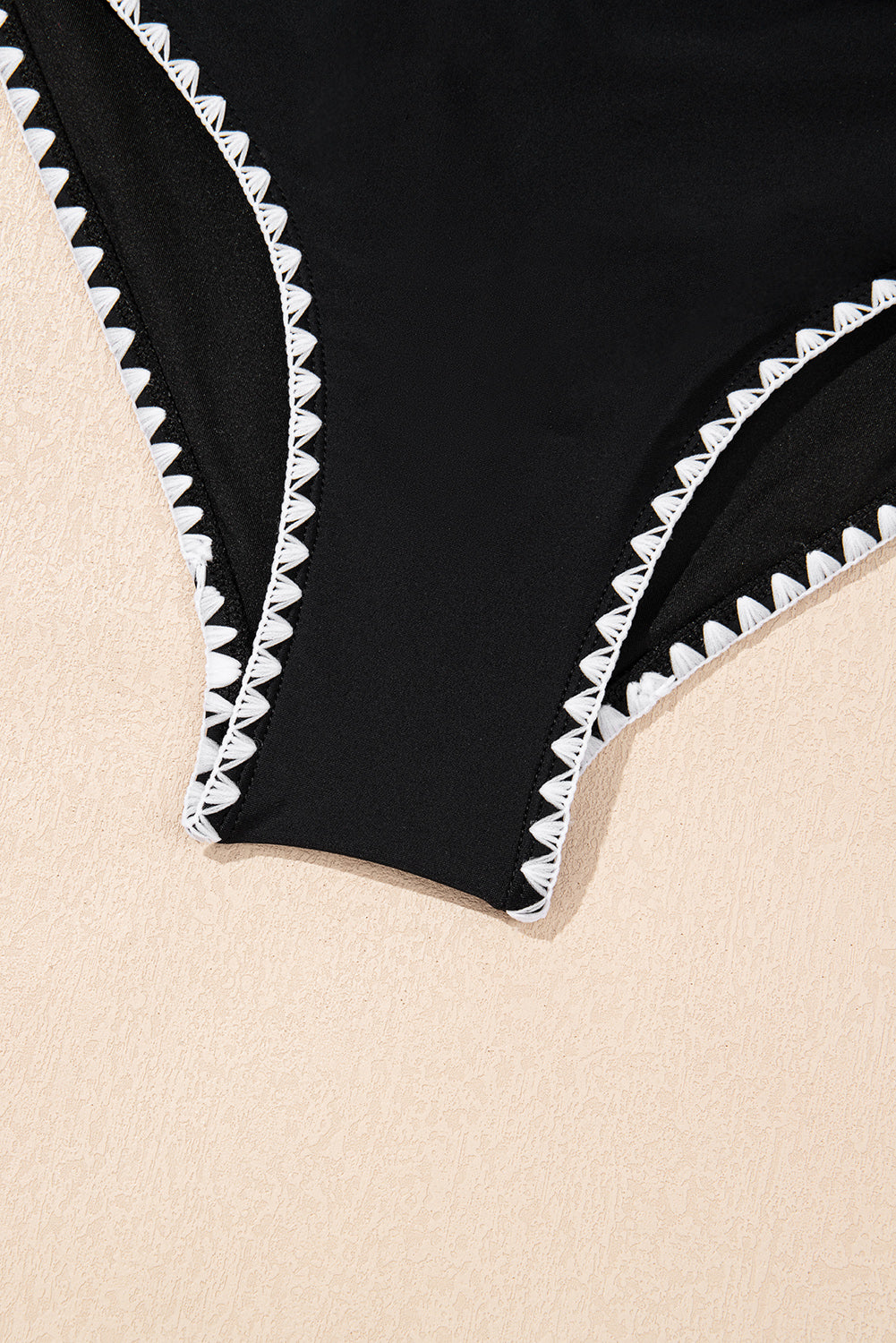 Rose Red Ric Rac Trim Contrasted Patchwork Cutout One Piece Swimsuit