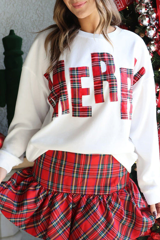 White Plaid MERRY Christmas Vacation Sweatshirt