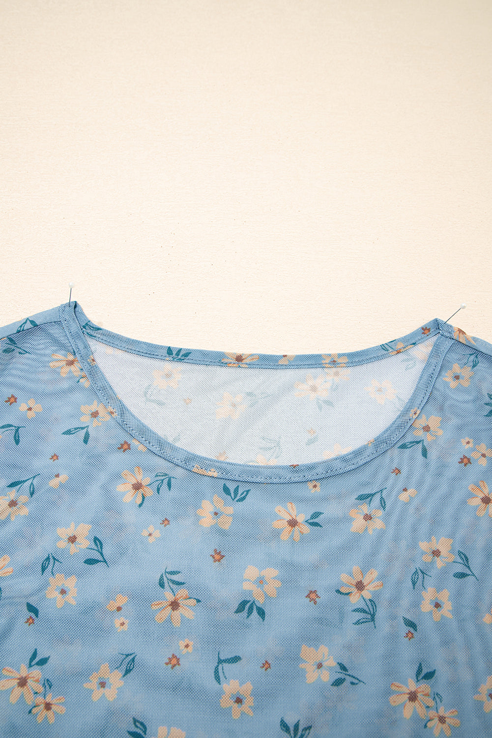 Laurel Green Vintage Floral Print Southern Style Mesh Long Sleeve Top