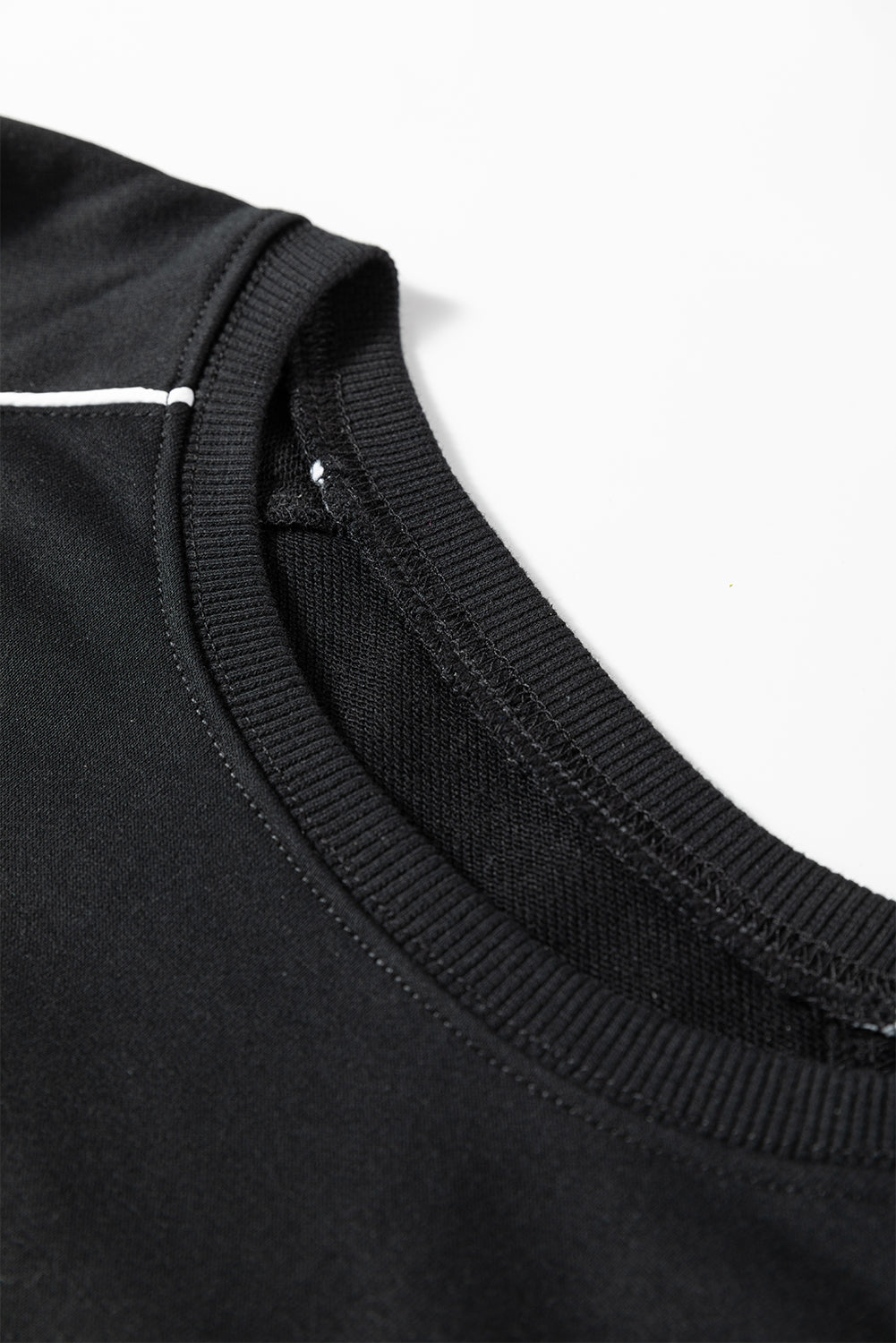 Dark Green Contrast Piping Crewneck Pullover Mini Skirt Set