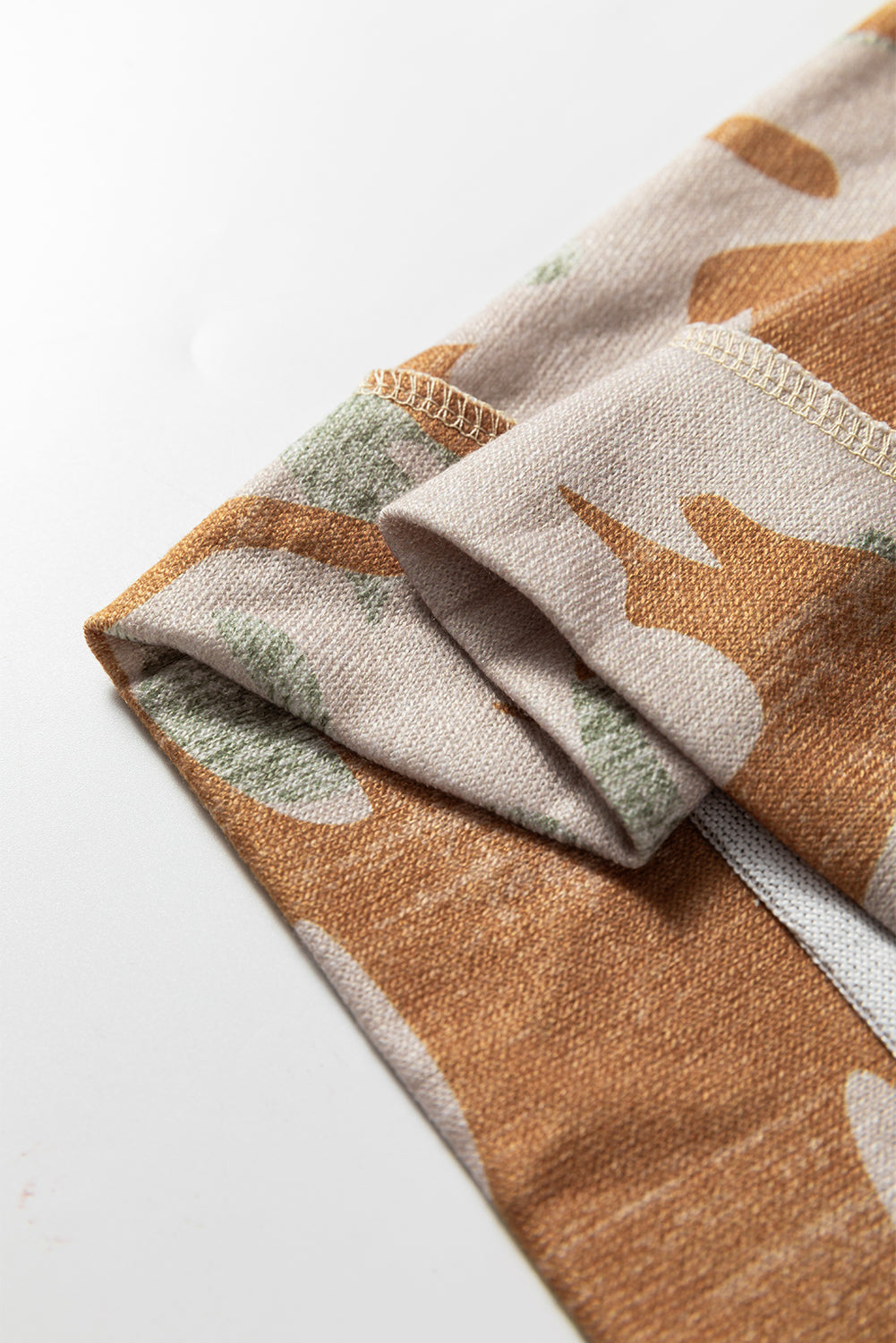 Green Retro Camouflage Print Exposed Seam Patchwork Drop Shoulder Sweatshirt