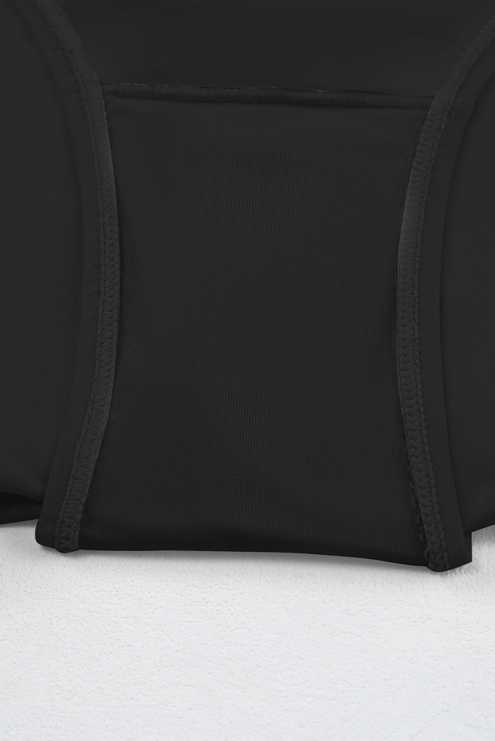 Black Solid Square Neck Sleeveless Tankini Swimsuit