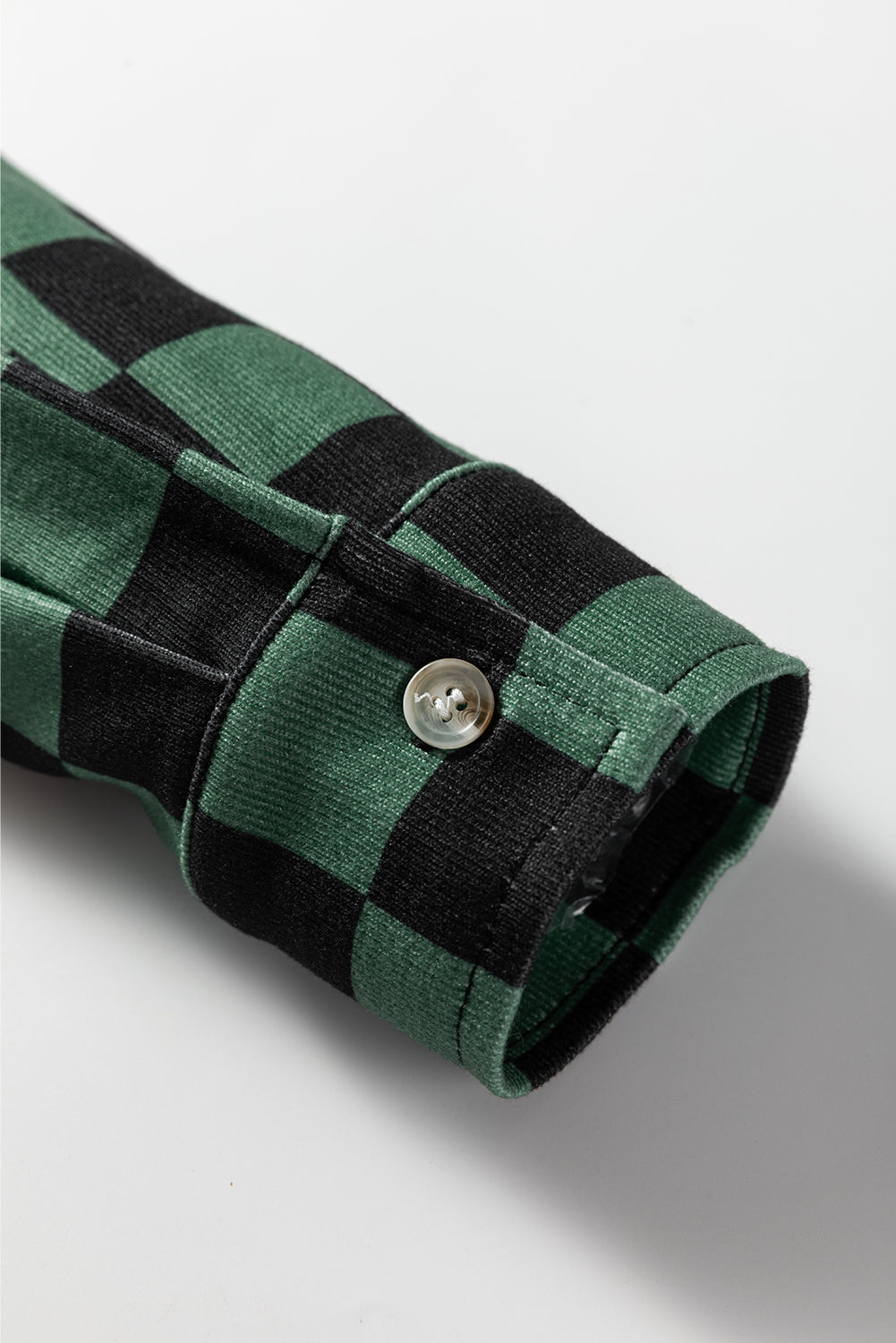 Black Checkerboard Flap Pocket Button Front Shacket