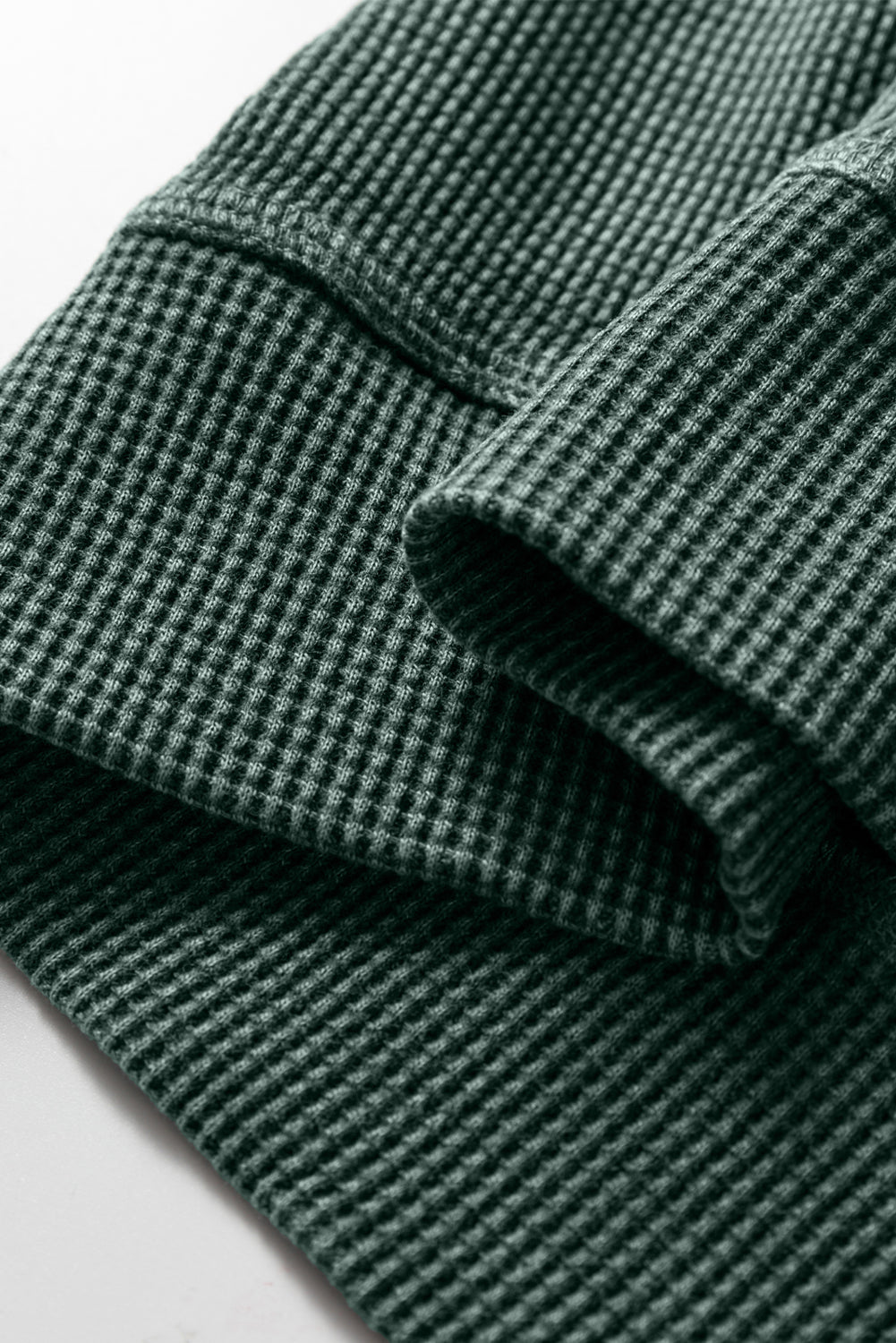 Dark Grey Waffle Knit Patchwork Long Sleeve Loose Top