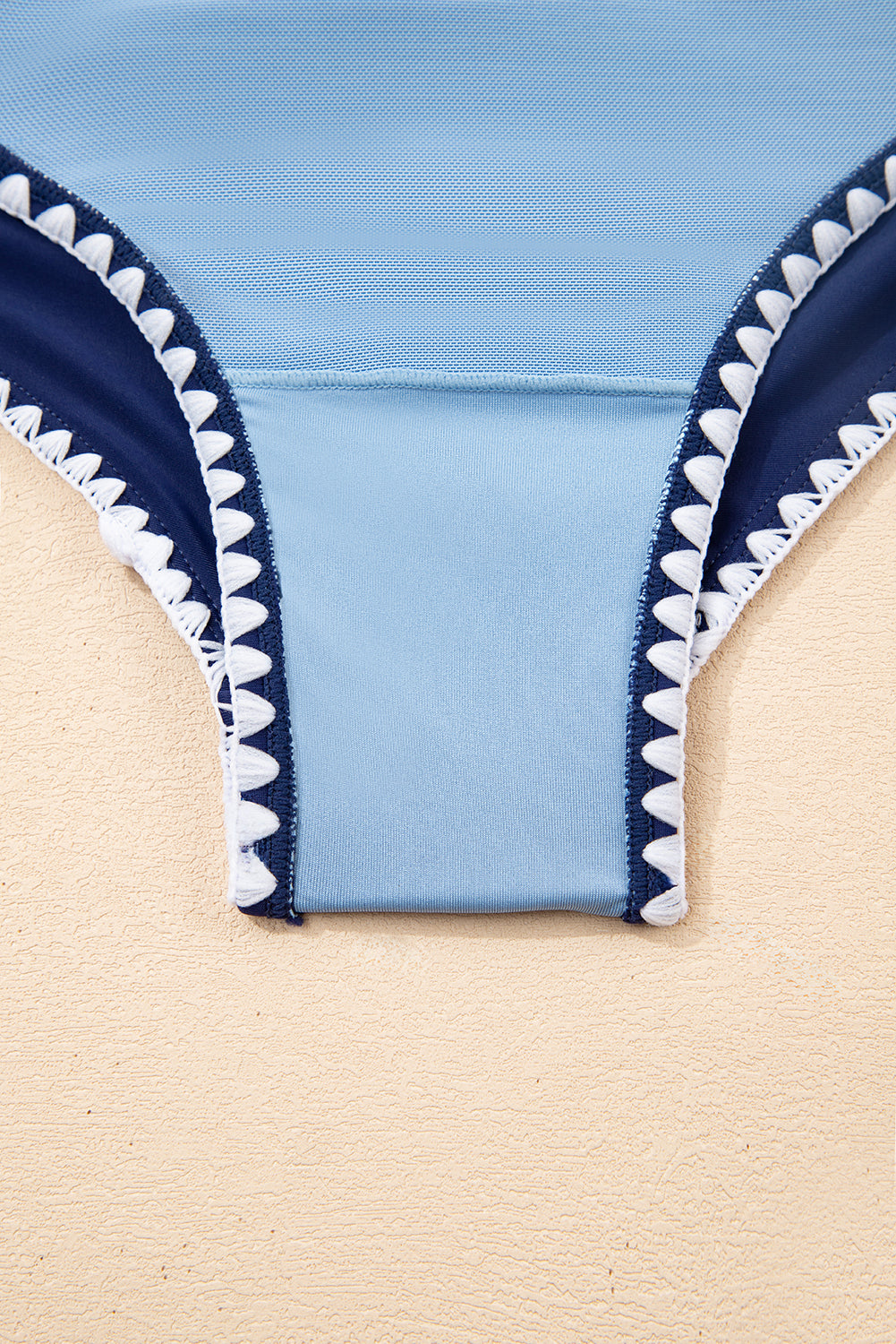 Rose Red Ric Rac Trim Contrasted Patchwork Cutout One Piece Swimsuit