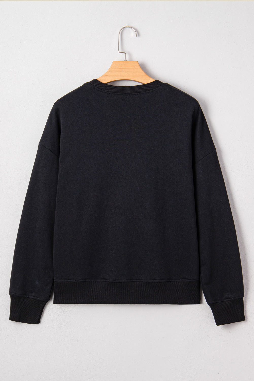 Black Chenille Game Day Graphic Drop Shoulder Sweatshirt