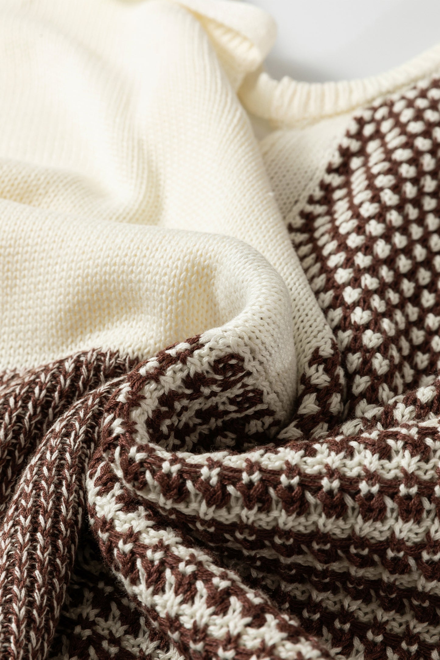 Dark Khaki Color Block Back Tie Drop Shoulder Loose Sweater