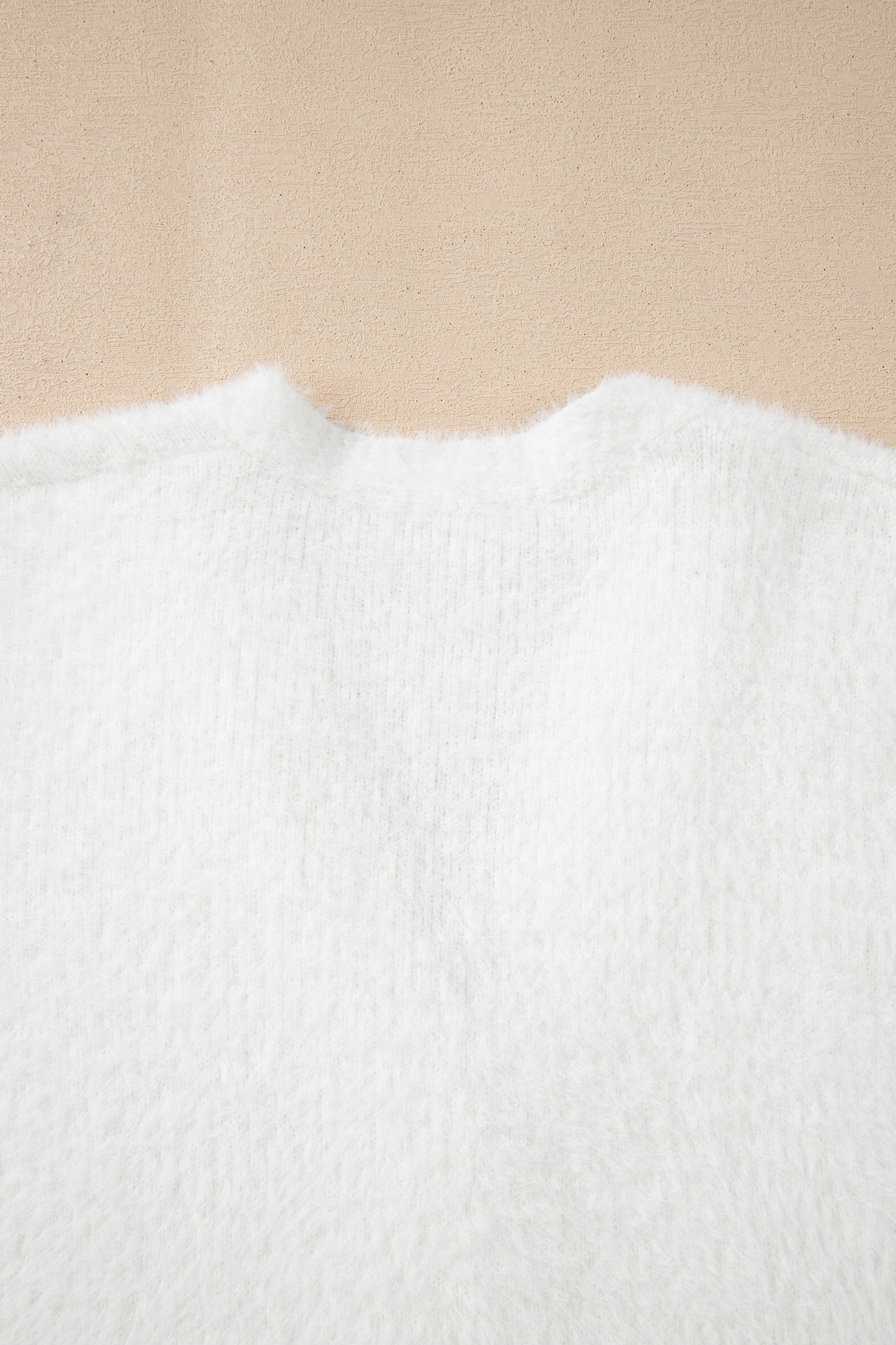 White Fuzzy Buttoned Front Midi Solid Cardigan