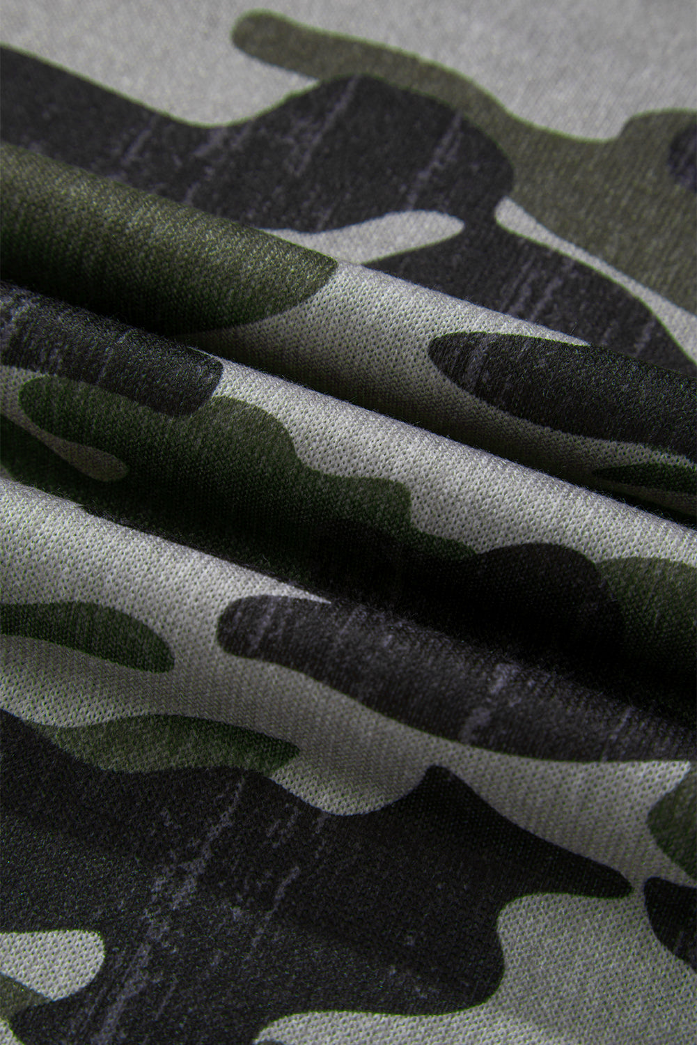 Green Retro Camouflage Print Exposed Seam Patchwork Drop Shoulder Sweatshirt