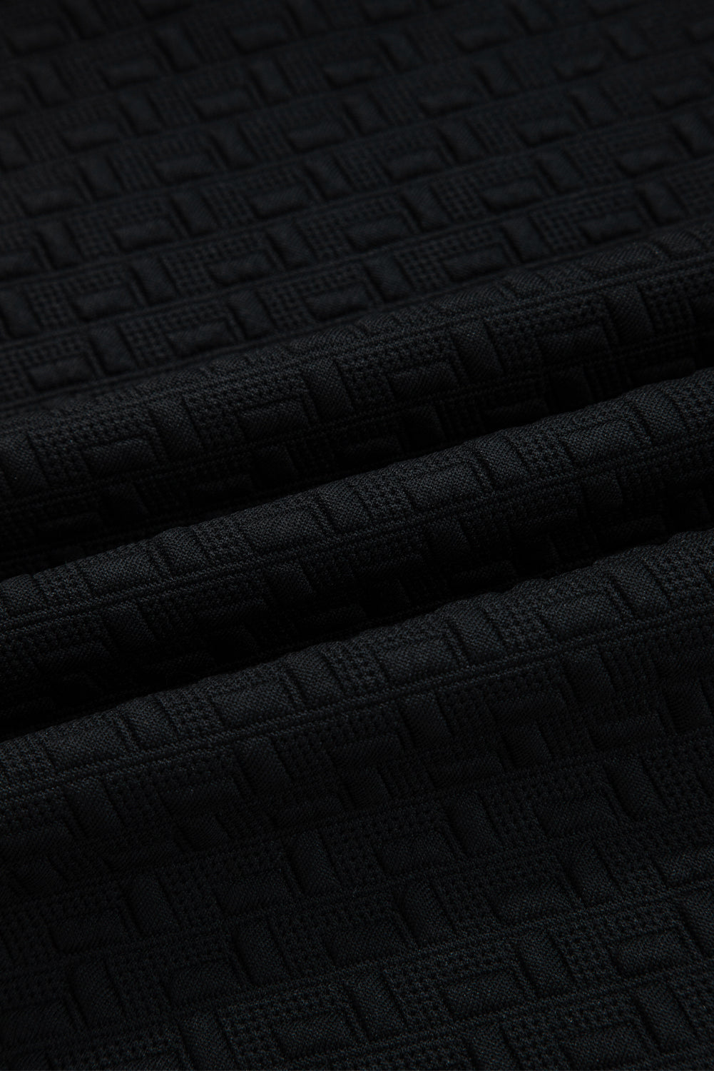 Black Stylish Textured Striped Patchwork Polo Collar Pullover Sweatshirt