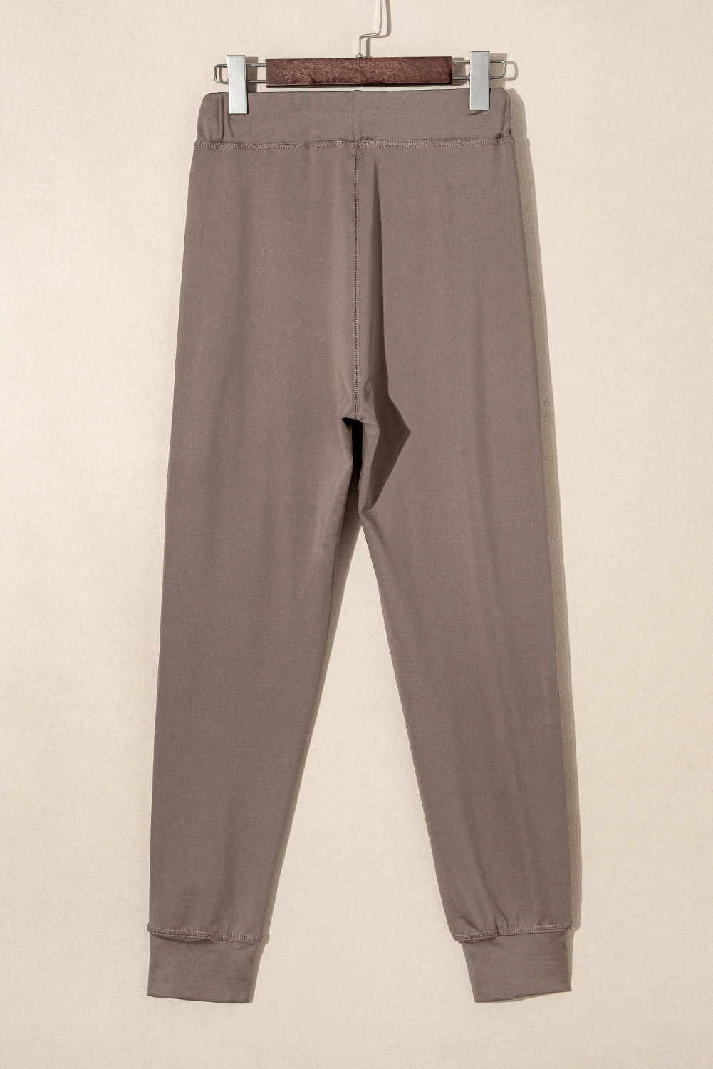 Dark Brown Drawstring Elastic Waistband Pocketed Joggers