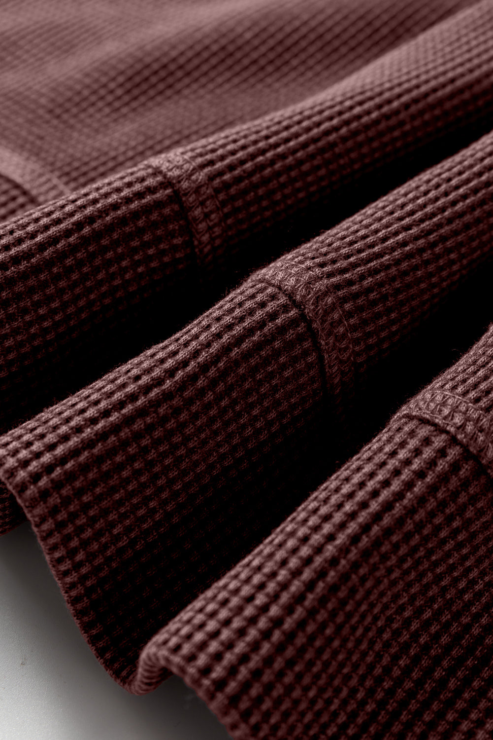 Dark Grey Waffle Knit Patchwork Long Sleeve Loose Top