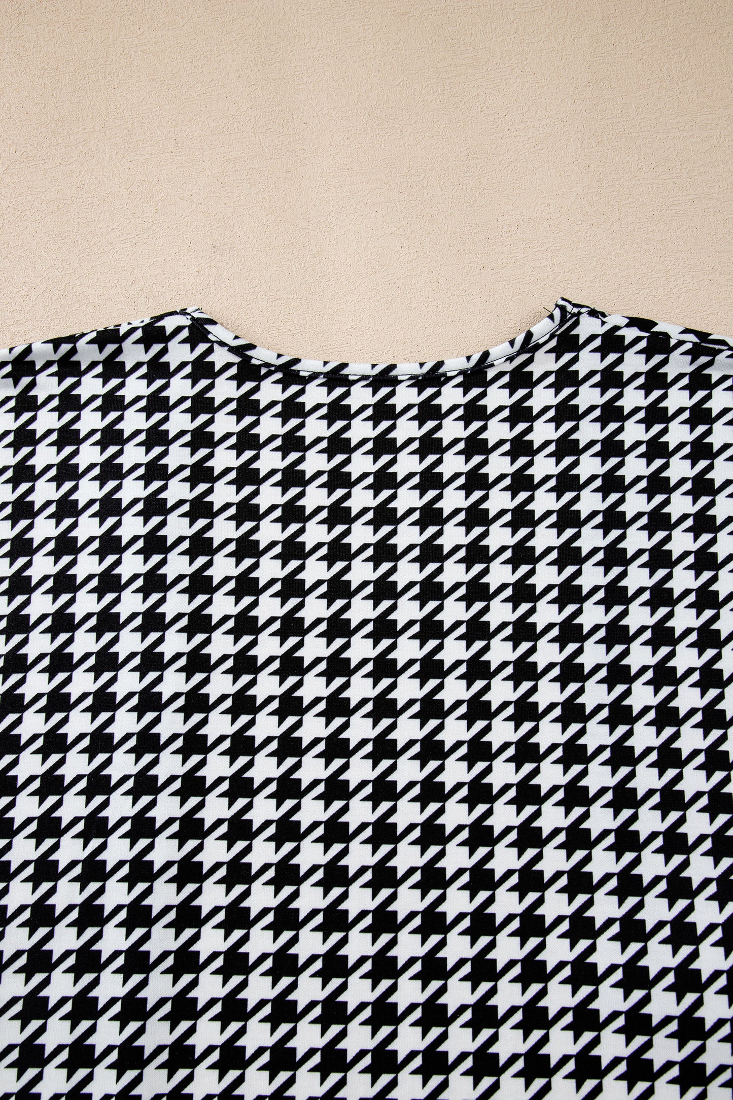 Black Houndstooth Print Open Front Long Dolman Kimonos