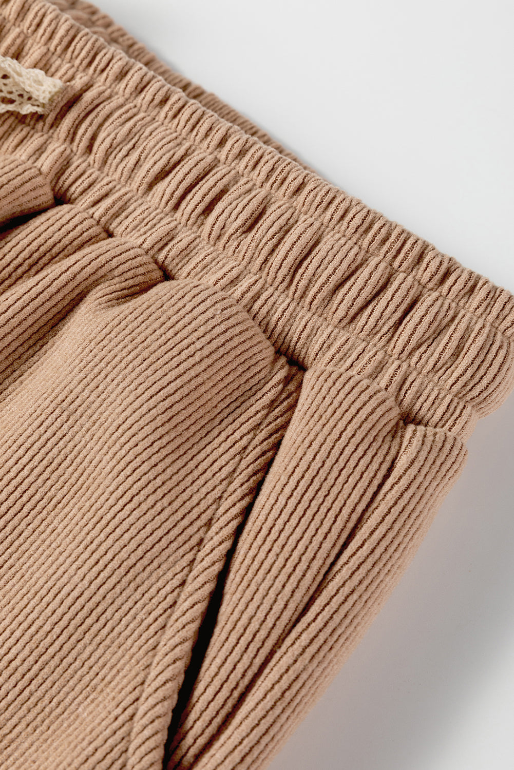 Jet Stream Lace Drawstring Pullover Hoodie and High Waist Pants Corduroy Suit