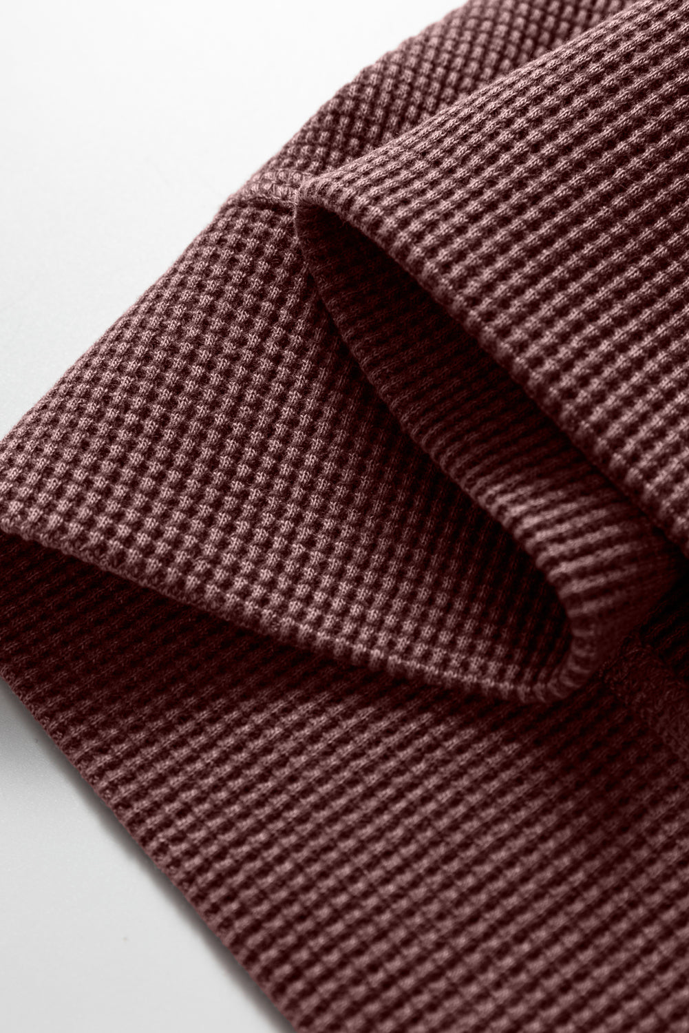 Dark Grey Waffle Knit Patchwork Long Sleeve Loose Top