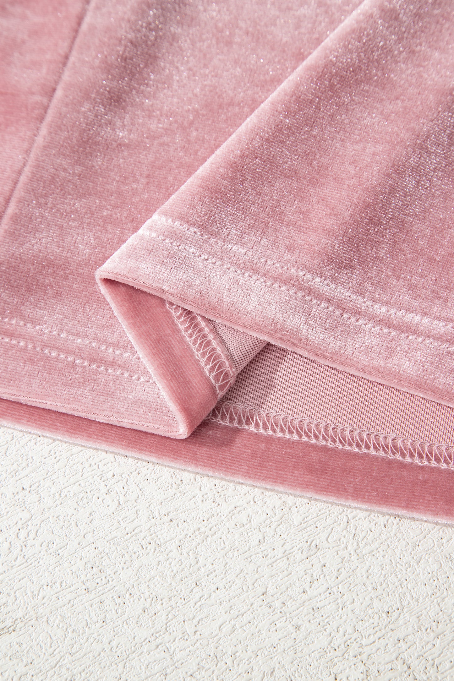 Fushia Solid Color Velvet Ribbon Bow Knot Long Sleeve Blouse