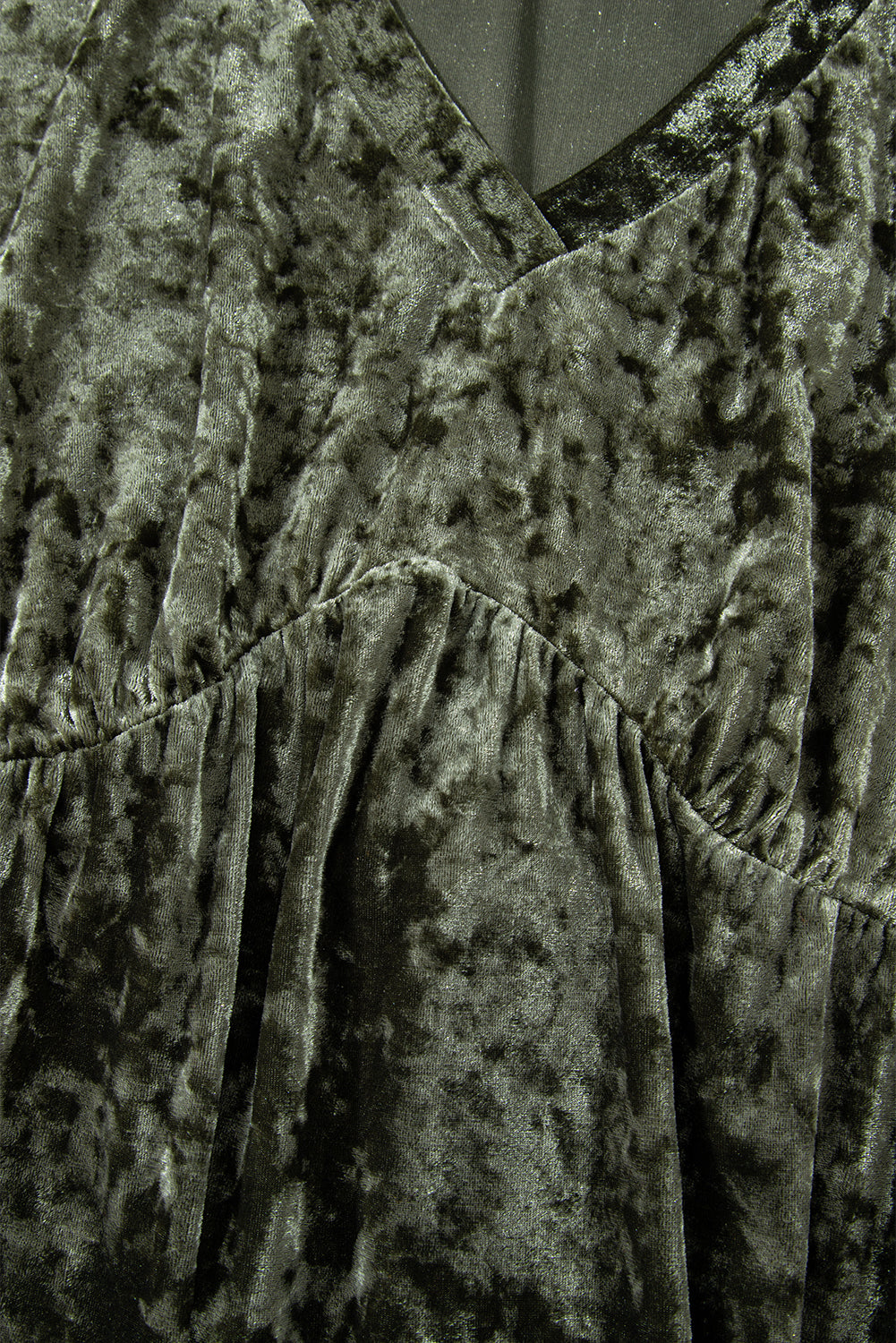 Coffee Plus Size Velvet Babydoll Mini Dress with Puff Sleeve