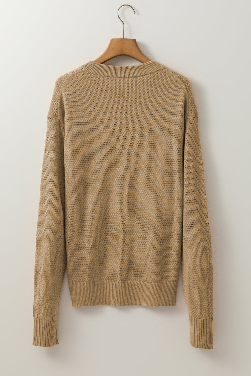 Straw Yellow Brushed Knit Casual Fitted Sweater
