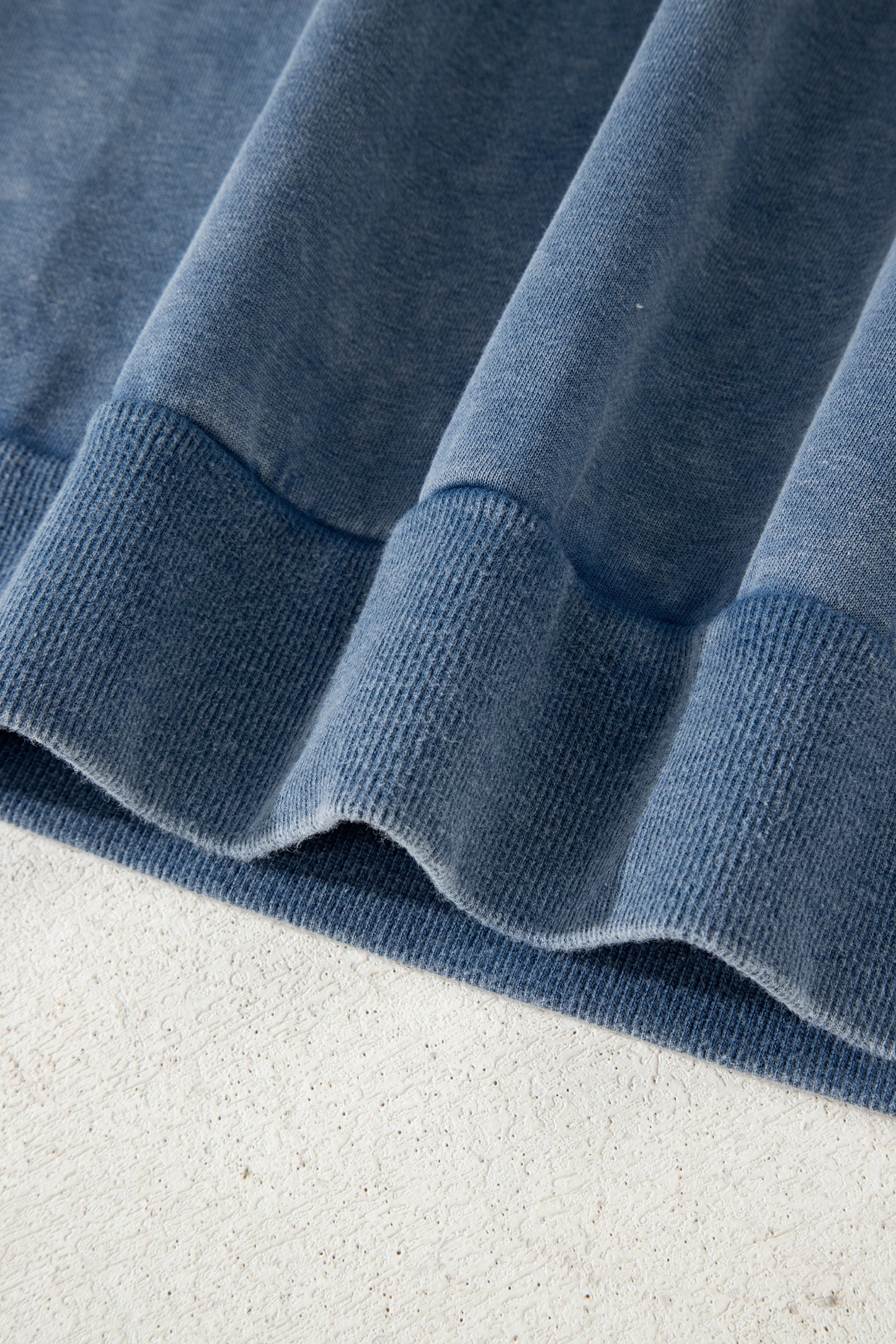 Sail Blue Lace Patchwork Detail Notched Neck Mineral Wash Baggy Sweatshirt