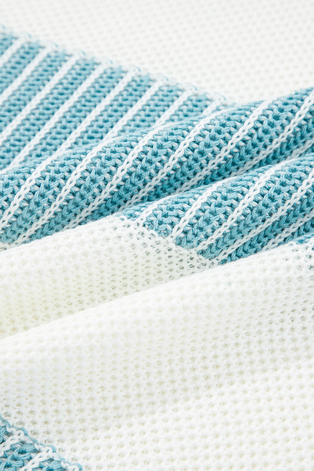 Khaki Two Tone Striped Patchwork Drop Shoulder Loose Sweater